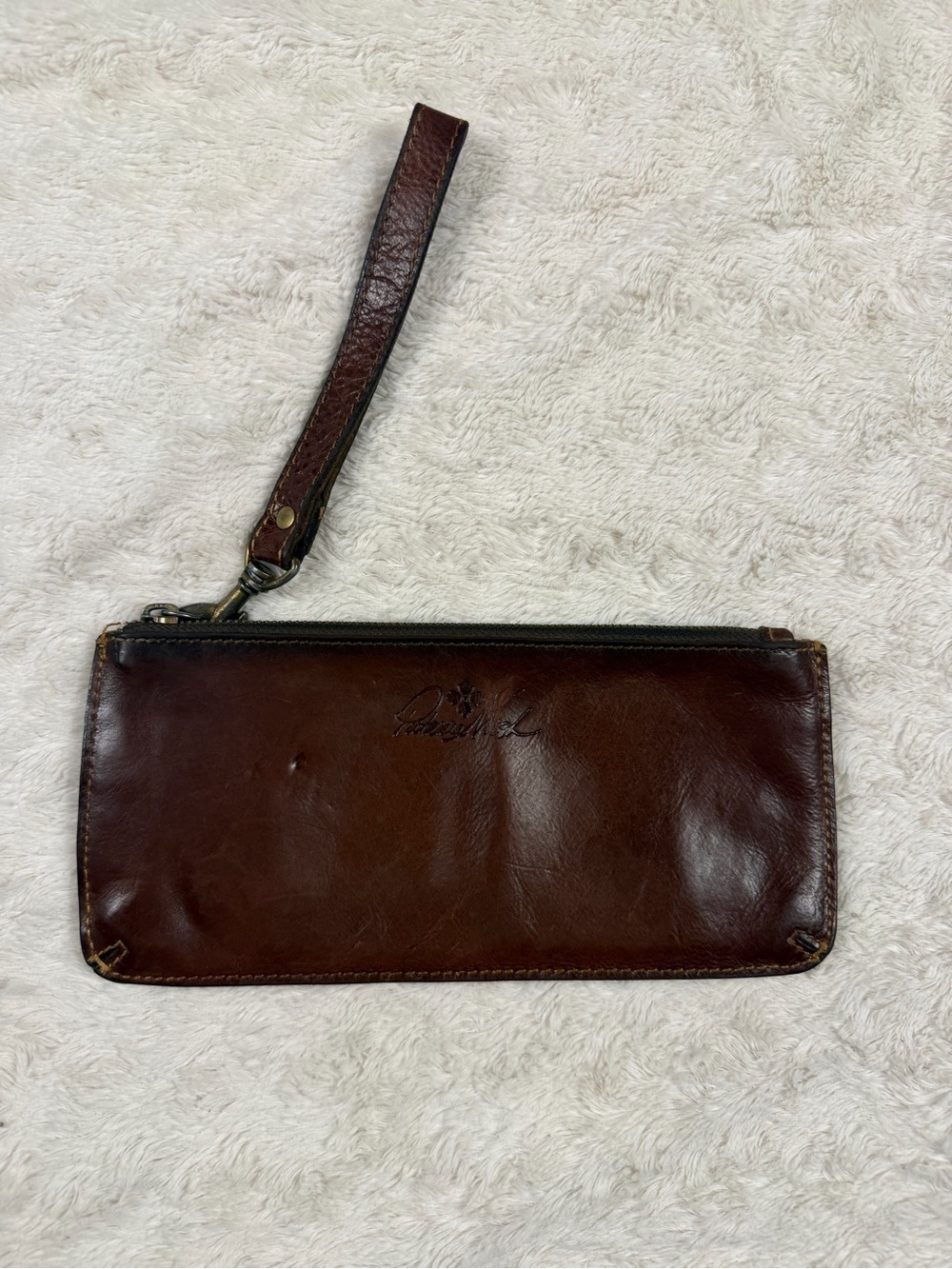 Patricia Nash Brown Leather Wristlet Detachable Strap